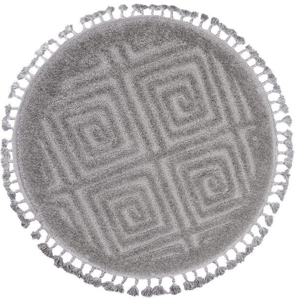 Dywan boho okrągły Berber 7061 l.grey