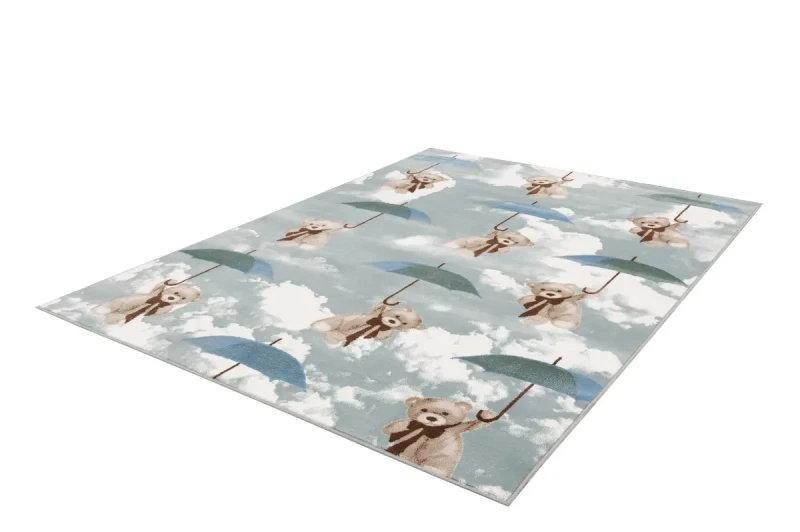Rzut z góry na dywan dziecięcy FD Sensi Teddies miętowy