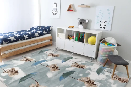 Aranżacja pokoju dziecięcego z dywanem dziecięcym FD Sensi Teddies miętowy