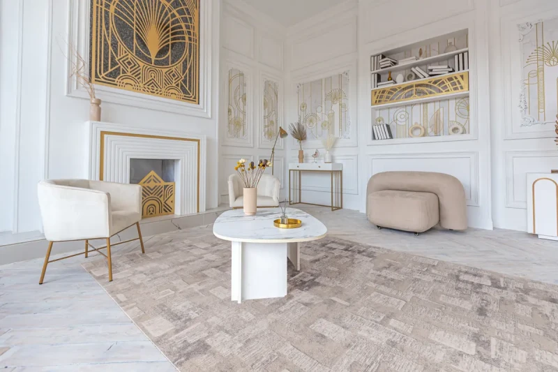 Dywan beżowy do salonu Agnella Agnus Gasper beż z wełny.webp