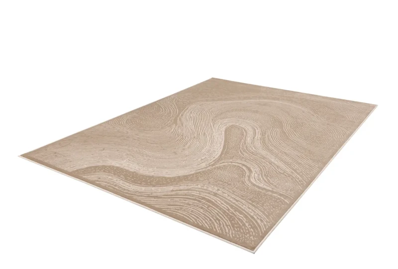 Rzut z góry na dywan art deco FD Sensi Branco ciemny beż