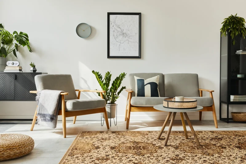 Dywan syntetyczny FD Standard Fara krem w salonie