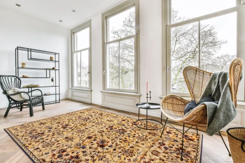 Dywan tradycyjny wzór roślinny FD Optimal Medea krem w salonie