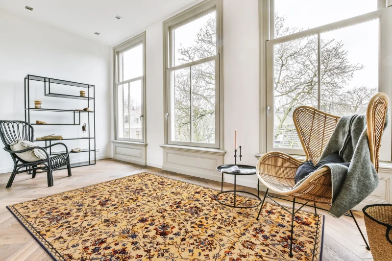 Dywan tradycyjny wzór roślinny FD Optimal Medea krem w salonie