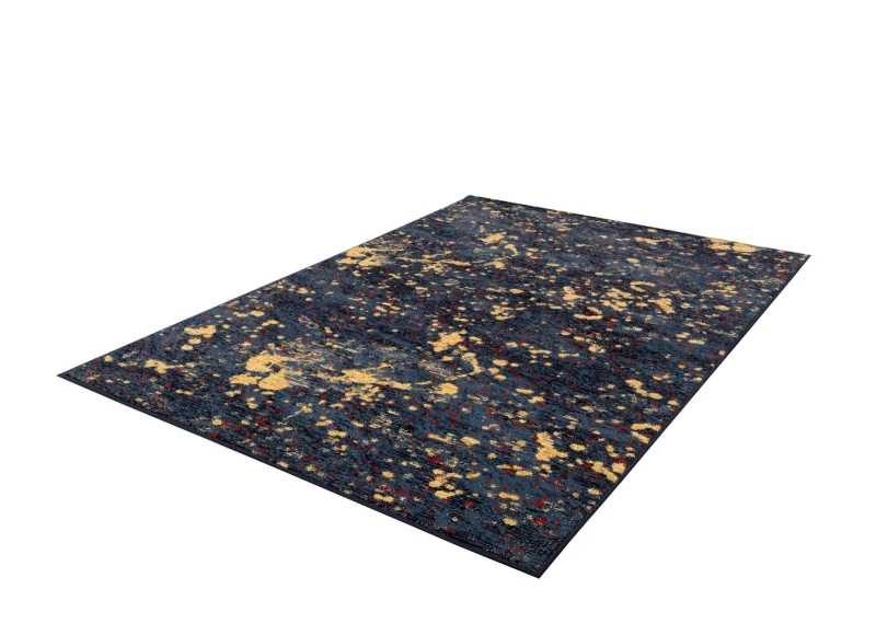 Rzut z boku na dywan nowoczesny wzór abstrakcja FD Optimal Denver błękit