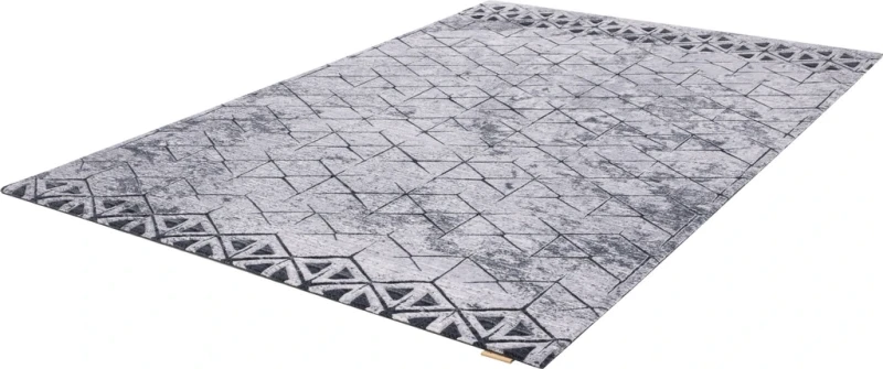 Rzut z boku dywanu wełnianego Agnella Opal Bateja jasny szary (binding)