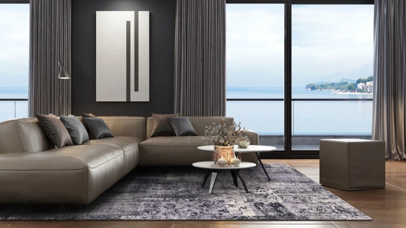 Dywan wełniany Agnella Calisia Eddie grafitowy (binding) przy narożniku