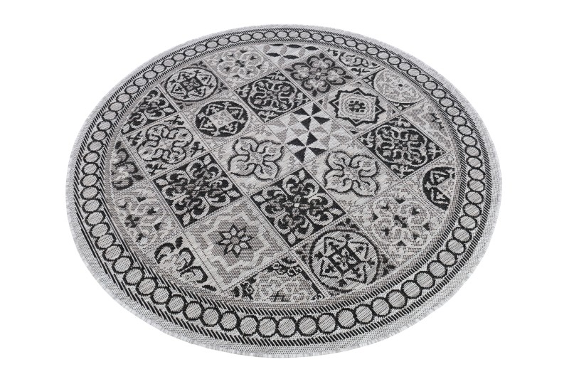 Rzut z boku na dywan okrągły zewnętrzny Indoor and Outdoor KF87A gray Melissa MAA