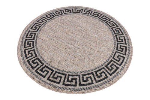 Rzut z boku dywanu okrągłego zewnętrznego Indoor and Outdoor KF91A brown Melissa MAA