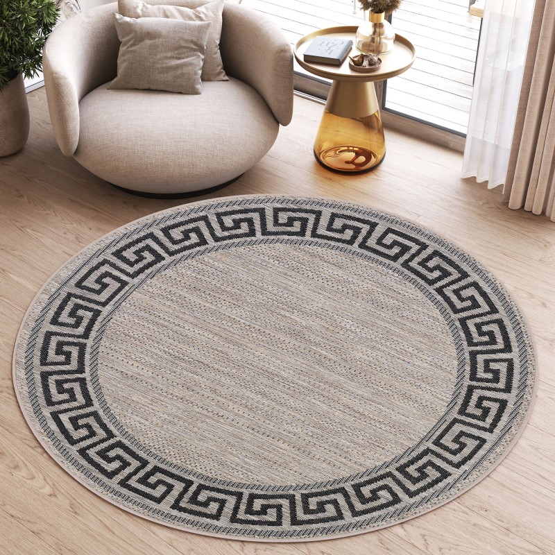 Przy fotelu aranżacja dywanu okrągłego zewnętrznego Indoor and Outdoor KF91A brown Melissa MAA