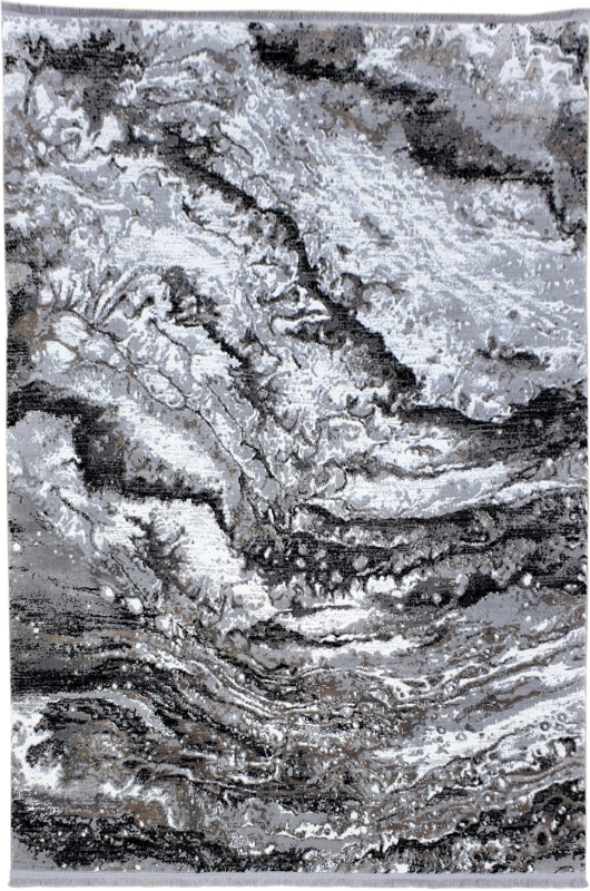 Dywan wzór marmur z frędzlami Exclusive 100 szaro-czarny