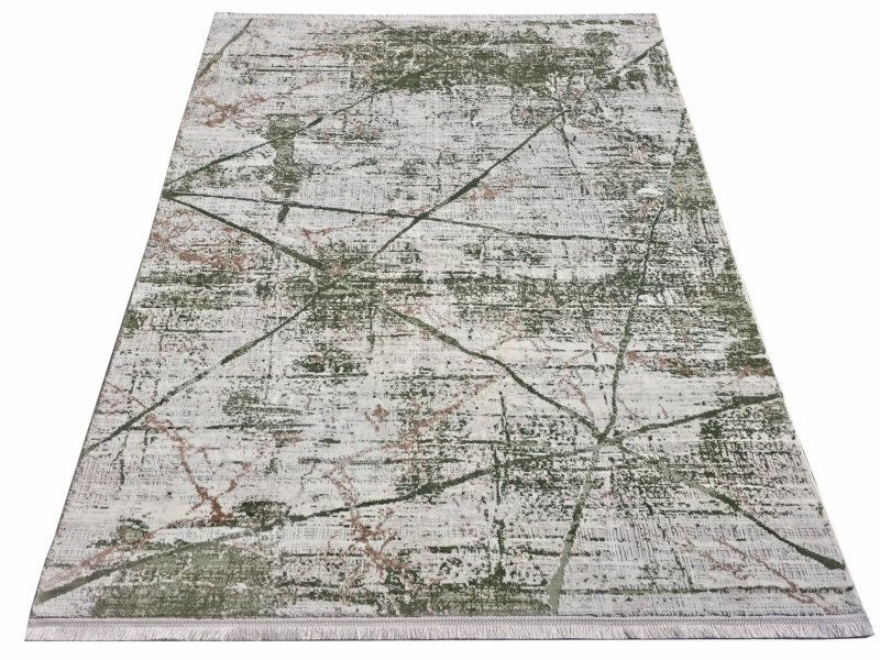 Rzut ukośny dywanu nowoczesnego Exclusive 339 kremowo-zielonego