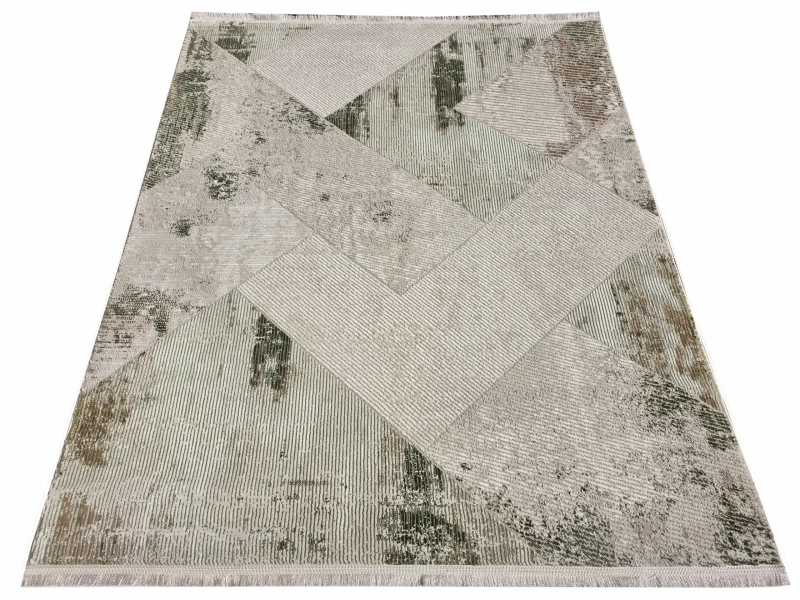 Rzut ukośny dywanu vintage Exclusive 393 kremowo-zielonego