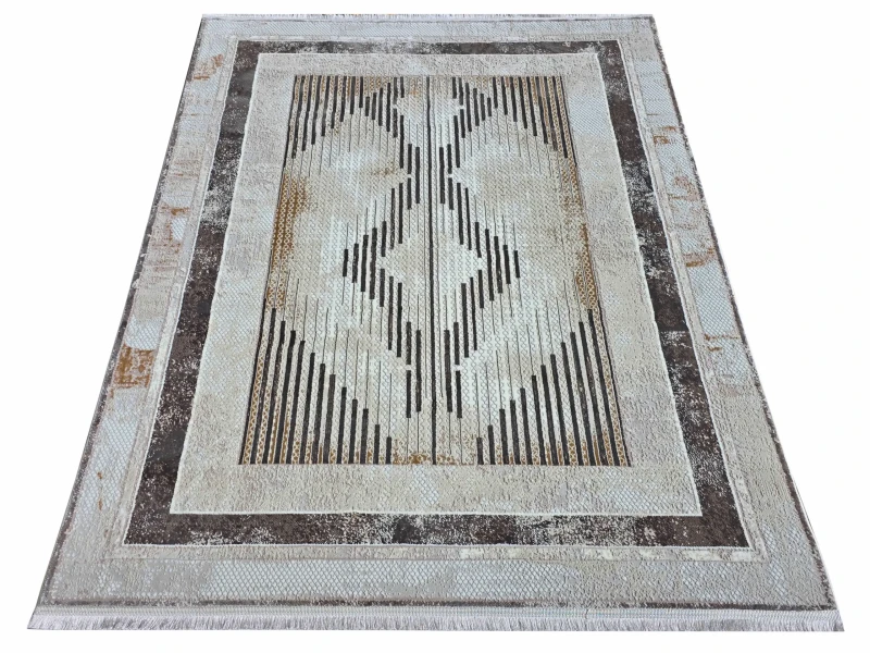 Rzut ukośny dywanu nowoczesnego Exclusive 520 beżowo-brązowego