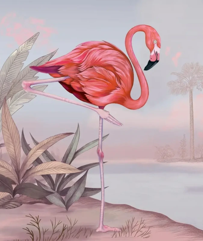 Mural z dużym flamingiem Crimson Flamingo Pink.webp