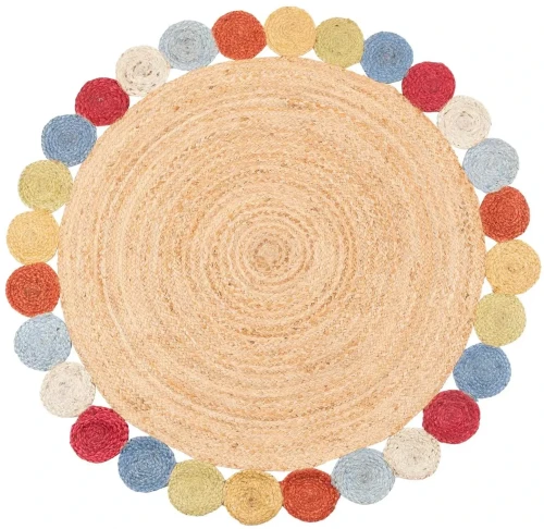 Dywan okrągły z juty wielokolorowy