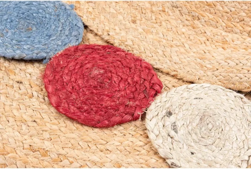 Plecione runo dywanu okrągłego z juty wielokolorowego