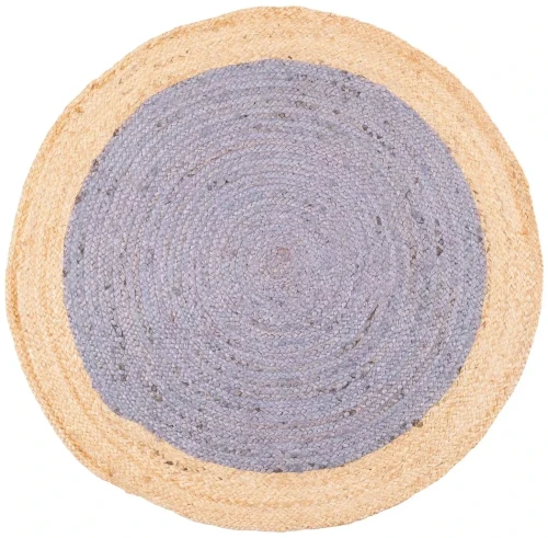 Dywan okrągły z juty bordiura szaro-beżowy