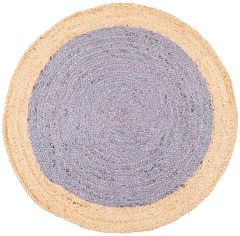 Dywan okrągły z juty bordiura szaro-beżowy