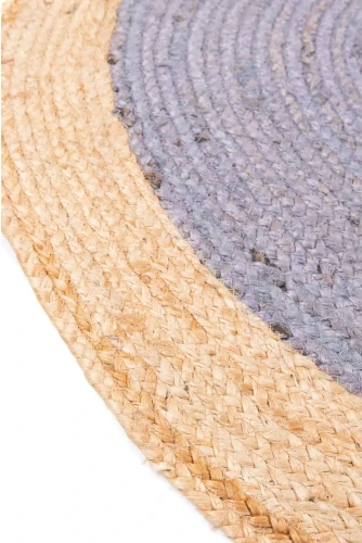 Brzeg dywanu okrągłego z juty bordiura szaro-beżowego
