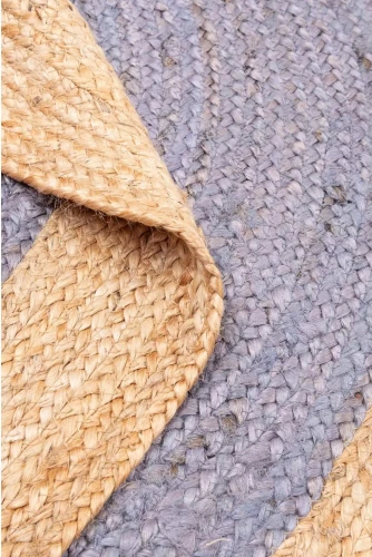 Splot dywanu okrągłego z juty bordiura szaro-beżowego