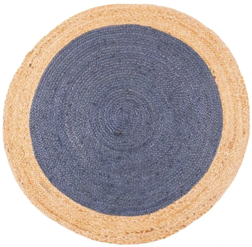 Dywan okrągły z juty bordiura szaro-granatowy