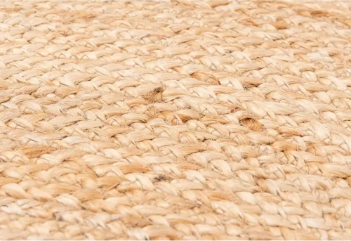 Płaski splot dywanu okrągłego z juty patchwork beżowego