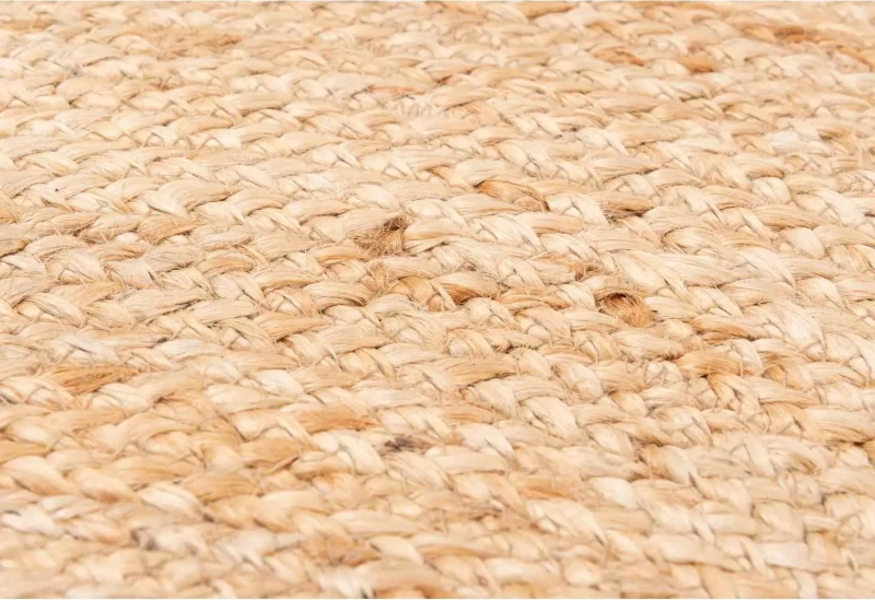 Płaski splot dywanu okrągłego z juty patchwork beżowego
