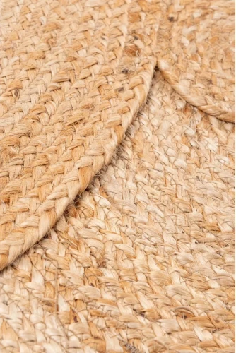 Spód dywanu okrągłego z juty patchwork beżowego