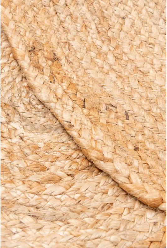 Obustronny dywan okrągły z juty patchwork beżowy