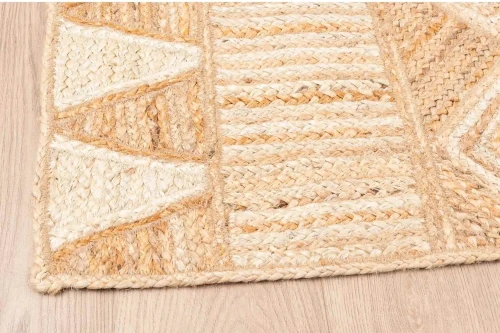 Bok dywanu eko z juty Aztecki beżowego