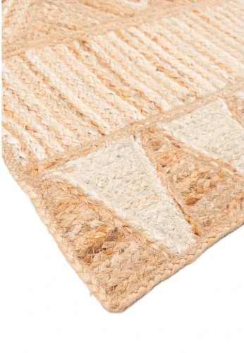 Róg dywanu naturalnego z juty Aztecki beżowego