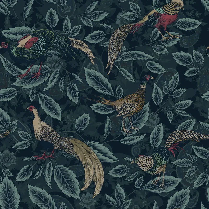 Tapeta z dzikim ptactwem Painted Pheasants.webp