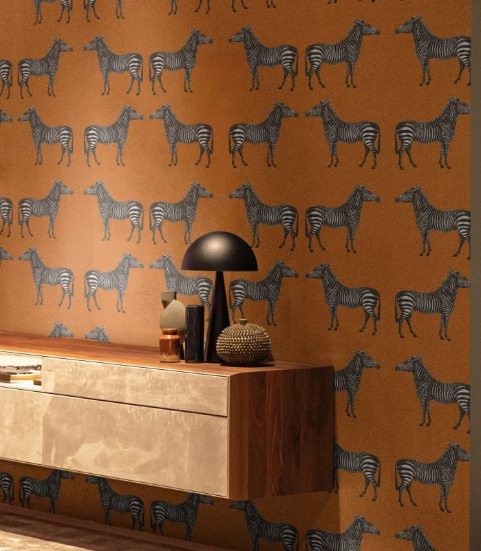 Tapeta dekoracyjna z zebrami do salonu  Zebra Wallcolors.webp