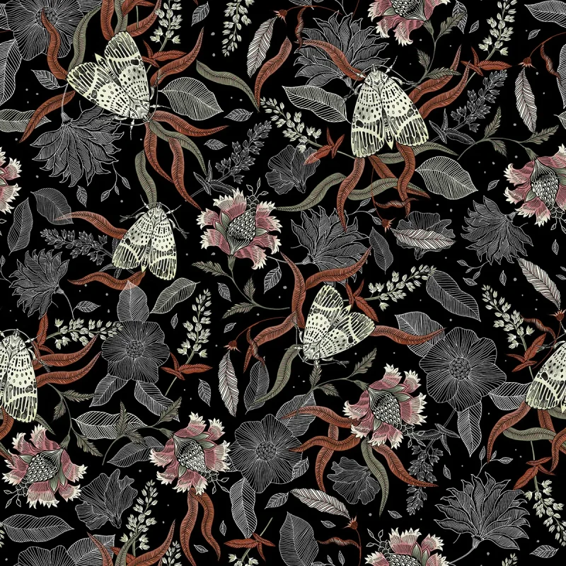 botaniczna-tapeta-z-motylami-i-kwiatami-na-czarnym-tle-moth- wallcolors
