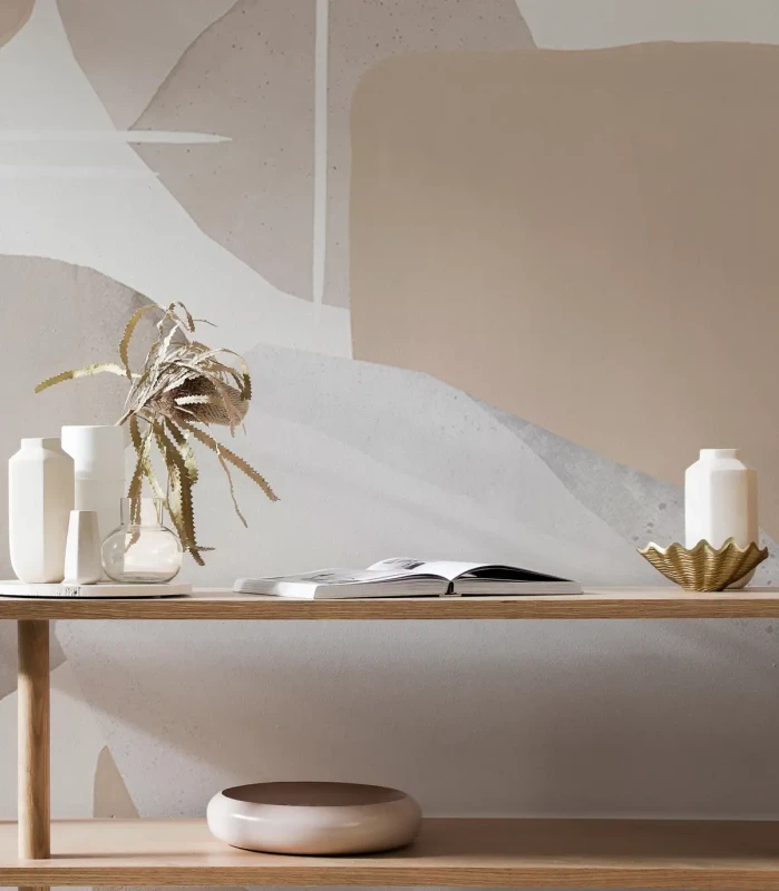 Mural beżowy geometryczny wzór we wnętrzu Modern Wallcolors.webp