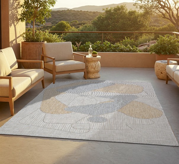 Dywan zewnętrzny Indoor and Outdoor KY20A gray Yucana Tak w aranżacji