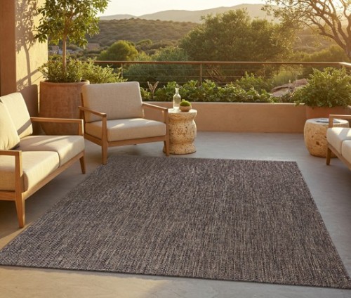 Dywan zewnętrzny Indoor and Outdoor SM20A dark brown Yucana Taj w aranżacji