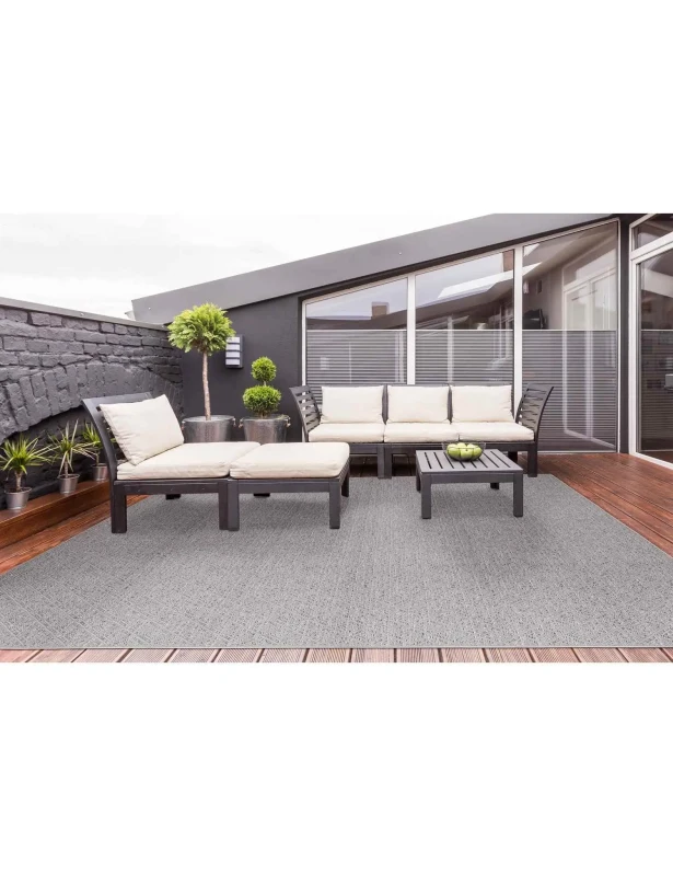 Wykładzina na taras i balkon Ottowa kratka romby szara płaskotkana.webp