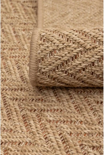 Beżowa wykładzina w jodełkę na taras i balkon płaskotkana Kenzy 4m.webp