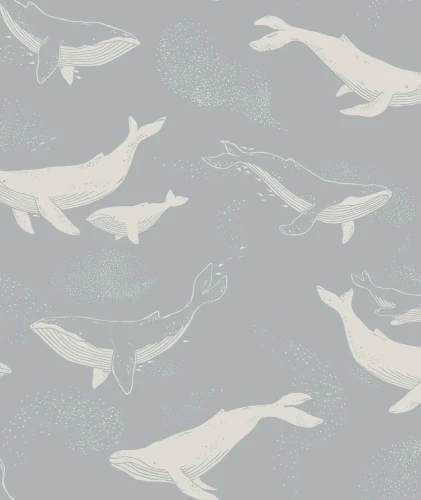Tapeta dla dzieci marynistyczna Newbie 6942 Whales.webp
