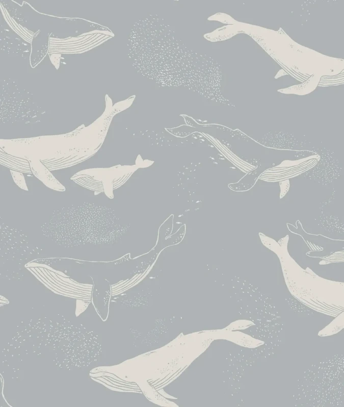 Tapeta dla dzieci marynistyczna Newbie 6942 Whales.webp