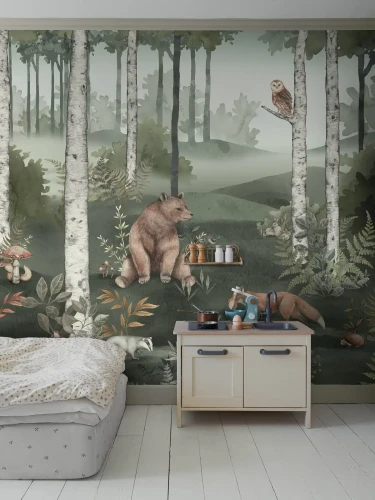 Mural leśny do pokoju dziecięcego Newbie 6943 Wild Forest Mural.webp