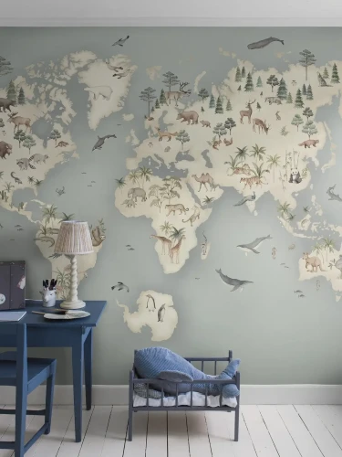 Mapa świata na ścianę do pokoju dziecka Newbie 6946 Little Explorer Mural.webp