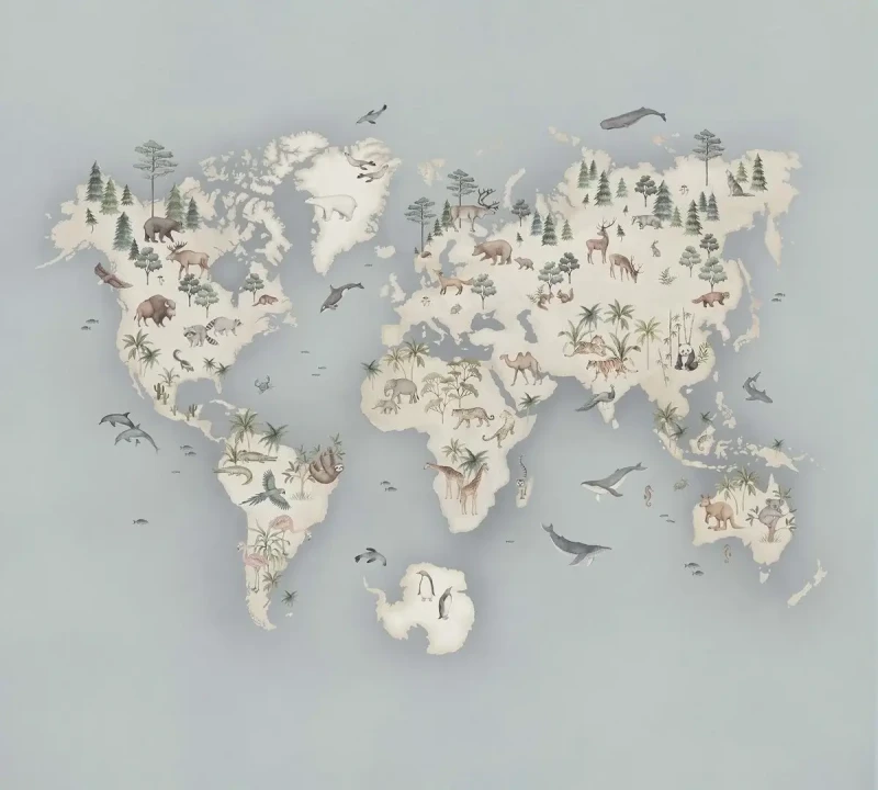 Mapa świata na ścianę fototapeta dla dzeci Newbie 6946 Little Explorer Mural.webp