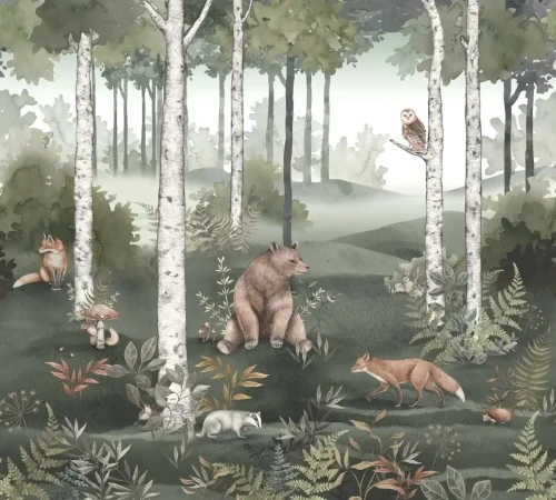 Fototapeta las ze zwierzętami Newbie 6943 Wild Forest Mural.webp