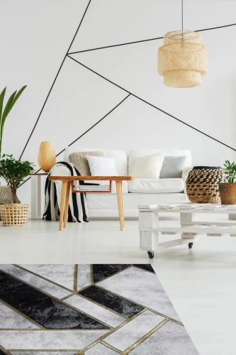 Dywan nowoczesny Diamond Glamour K4423G gold w salonie