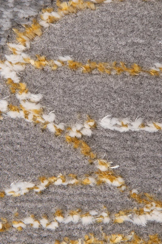 Dywan roślinny w liście Diamond Nicole K4424G szaro-złoty zbliżenie runa