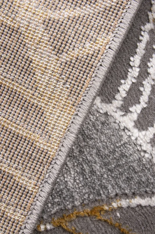 Dywan roślinny w liście Diamond Nicole K4424G szaro-złoty spód