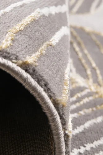 Dywan roślinny w liście Diamond Nicole K4424G szaro-złoty zbliżenie boku